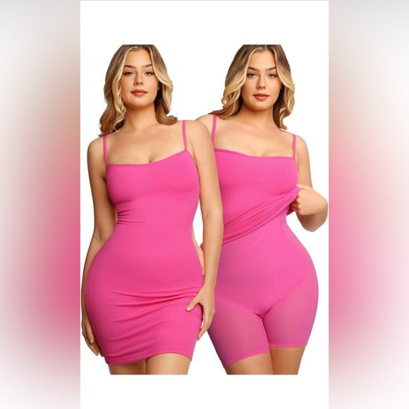 Popilush Dresses & Skirts - Popilush Shapewear Spaghetti Strap Pink Dress